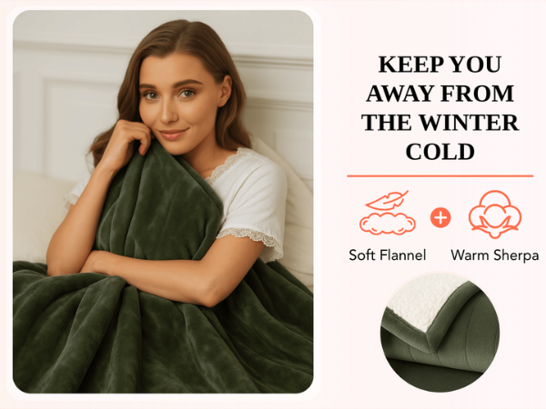 green heated throw blanket