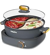 Dezin Hot Pot Electric with Divider, 4L Electric Shabu Shabu with Dual-Flavor Pot,3