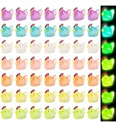 56 Pcs Luminous Mini Chicken Figurines Resin Miniature Animals, Glow in The Dark Miniature Hens F...