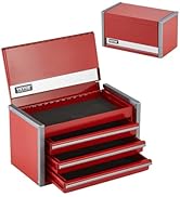 VEVOR Metal Tool Box, 8.6-inch, Portable Metal Tool Box with 3 Drawers, Small Tool Chest with EVA...