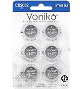 Voniko 3 Volt CR2032 Battery 6 Pack – Lithium Batteries – 2032 Button Battery Flat – 7 Years Shel...