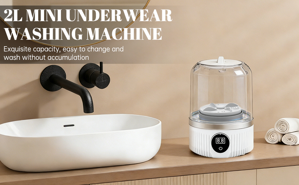 Mini Laundry Machine 1L Underwear Portable Washing Machine with LED Display