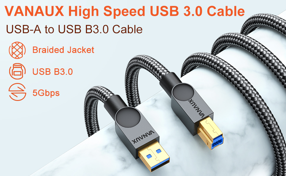 VANAUX USB 3.0 Cable B Male to USB A Data Cable