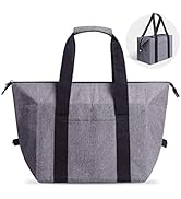 Reusable Insulated Shopping Cooler Bag with Zipper Top for Grocery, Thick Alumimum Foam Tote Ther...