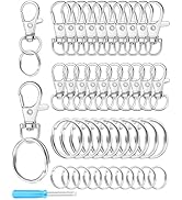 FIVEIZERO 60PCS Silver Swivel Snap Hooks and Key Rings Kit, 30PCS Keychain Clip Hooks, Lobster Cl...