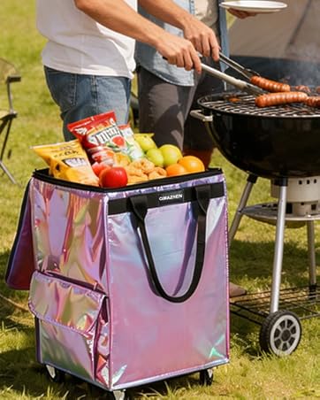 rolling tote reusable grocery bag on wheels bag on wheels rolling tote with wheels and handle
