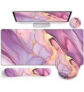 LIMKRIAN Marble Mouse Pad Set Large Desk Matt for Desktop, Ergonomic Mouse Pad with Wrist Rest fo...