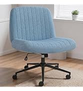 Shintenchi Criss Cross Chair,Cross Legged Office Seat with Wheels Armless Swivel Vanity Chair,Hei...