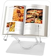 Foyucool Book Stand for Reading, Height Adjustable, Foldable Cookbook Holder, with 360° Swivel Ba...