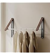 HGZBS Retractable Wall Mounted Drying Rack - Foldable Clothes Hanger in Walnut or Oak Color for L...