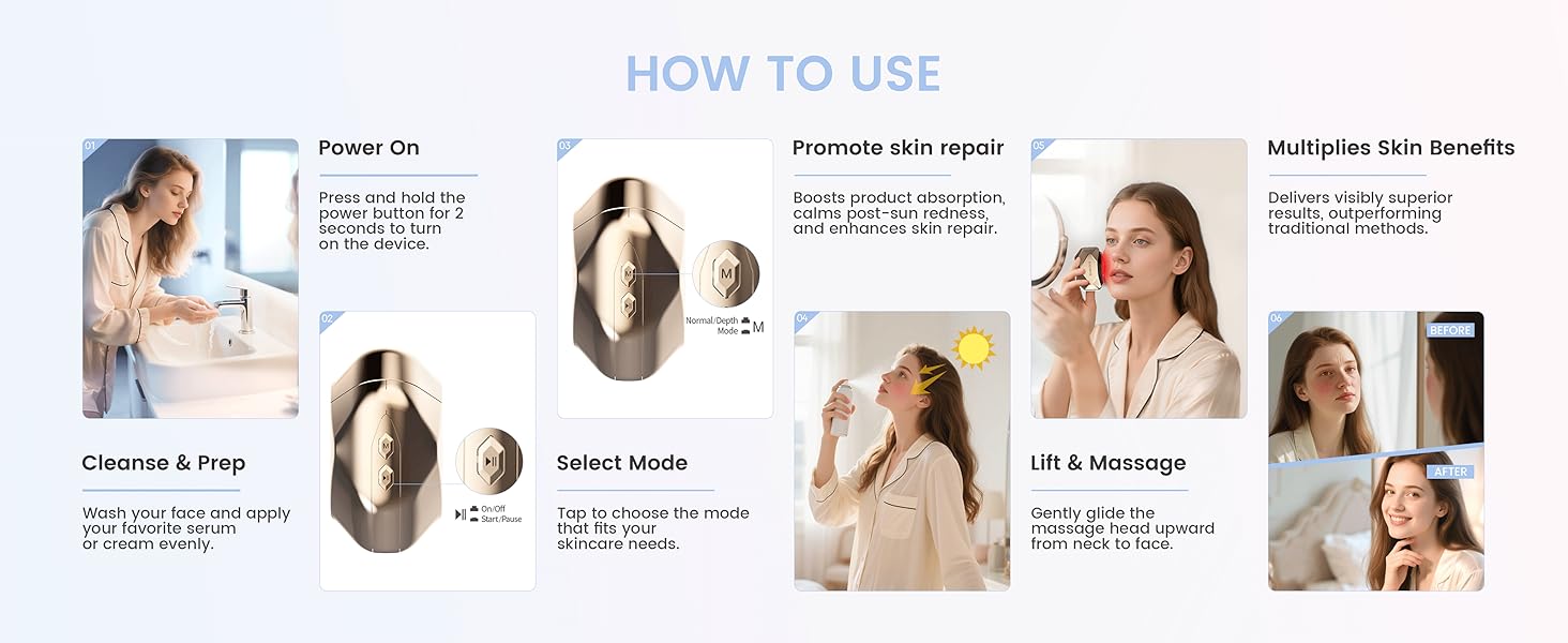 LULUROSE Facial Massager with Cold Heat Light Vibrating for Face