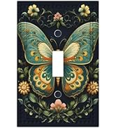 PPZCXWP Butterfly Ornate with Flower Light Switch Covers 1 Gang Single Toggle Wall Plate Decorati...