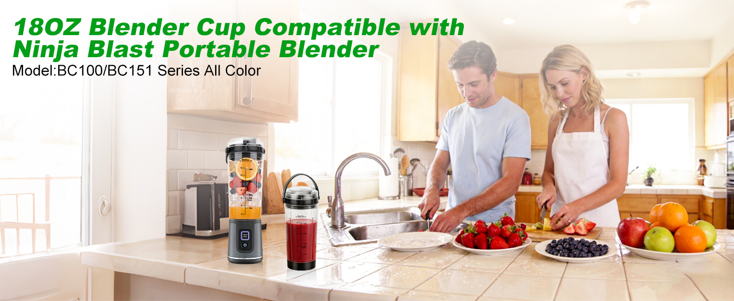 18OZ Blender Cup Compatible with Ninja Blast Portable Blender