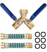 Dalmbox Garden Hose Splitter 2 Way With Long Handle, Garden Hose Adapter with 2 Pcs Garden Hose C...