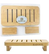 Farmhouse Wood Tray Pedestal Stand for Kitchen Decor Counter,Bamboo Bathroom Dishes Plant Display...