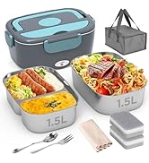 Geveniss Electric Lunch Box for Men, Women, Adults - 80W Fast Heating Lunch Box (12V/24V/110V) - ...