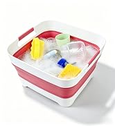 GIMWA 2.6 Gal(10L) Collapsible Camping Sink, Magenta Space-Saving Collapsible Dish Basin with Dra...
