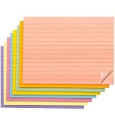 8 Pack Lined Sticky Notes 8x6 in Post,400 Sheets Large Ruled Post Stickies,50 Sheets/pad Bright S...