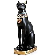 Ni-JASW 9.4 inch Tall Black Egyptian Cat Goddess Bastet Statue, Ancient Egypt Bast Figurines Home...