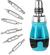 DURATECH Stubby Ratcheting Screwdriver, 12-in-1 Multibit Short Screw Driver | Premium S2 Steel, I...