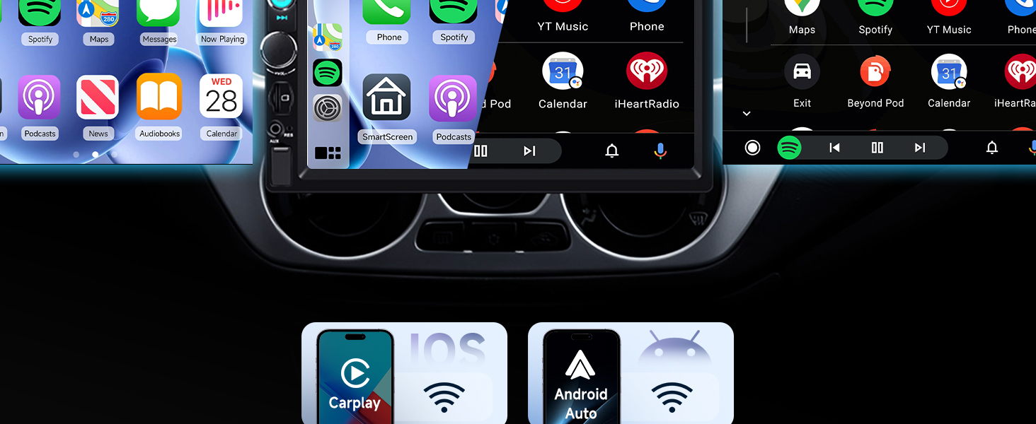 Single Din Wireless Carplay and Android Auto
