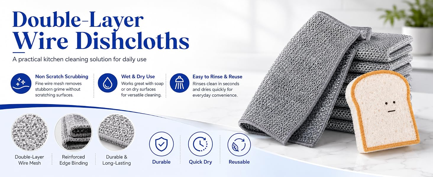 double layer wire dishcloths for kitchen
