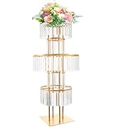 43.3" Tall Gold Flower Stand for Wedding Centerpieces – 5-Tier Clear Acrylic &amp; Metal Centerpiece ...