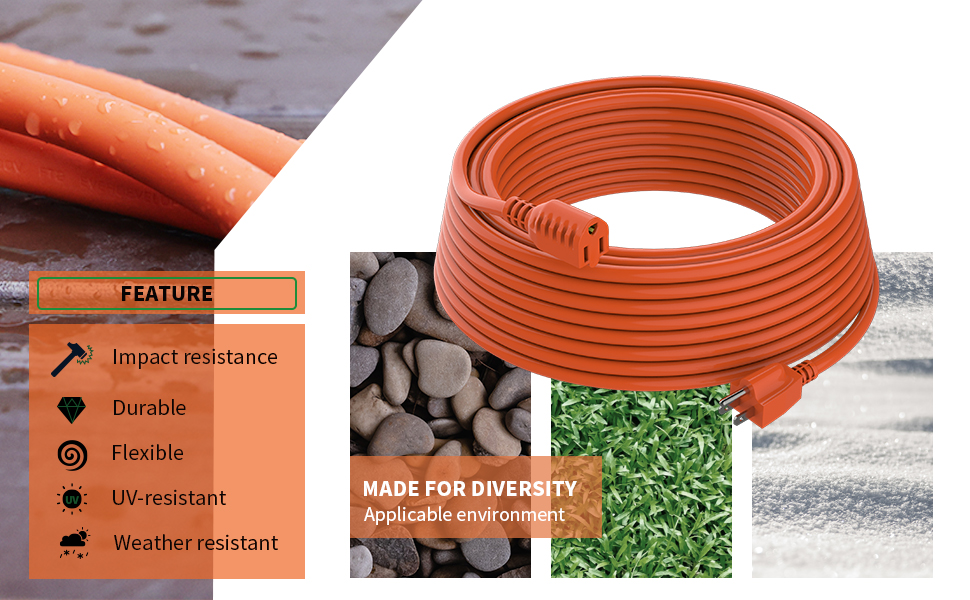 outdoor extension cord 25 ft waterproof 13A heavy duty 16/3 gauge outside extension cord indoor