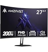Amzfast 27 inch 200Hz Curved Gaming Monitor, FHD 1080p with Built-in Speakers, FreeSync, MPRT 1ms...