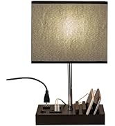 Briever USB Table Lamp, Multi-Functional Bedside Desk Lamp with 2 AC Outlets, 3 USB Charging Port...