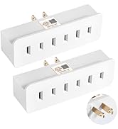 UL Listed 2 Prong 3-Outlet Wall Tap, 2 Prong Triple Outlet Converter Plug Extender, Multi-Plug Ou...