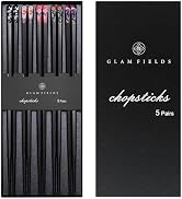 GLAMFIELDS 5 Pairs Premium Chopsticks Reusable Dishwasher Safe 9.5 Inch Fiberglass Chop Sticks Gi...