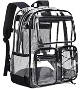 Vorspack Clear Backpack Heavy Duty - Large See Through Backpacks Transparent Bookbag - Black
