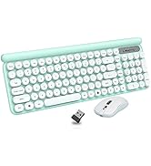 Rechargeable Keyboard and Mouse Combo, 2.4Ghz Wireless Compact Retro Mute Computer Keyboard and M...