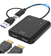 Herfair USB to HDMI Adapter [1080P Full HD] HDMI Splitter for Dual Monitors USB 3.0 to Extended D...