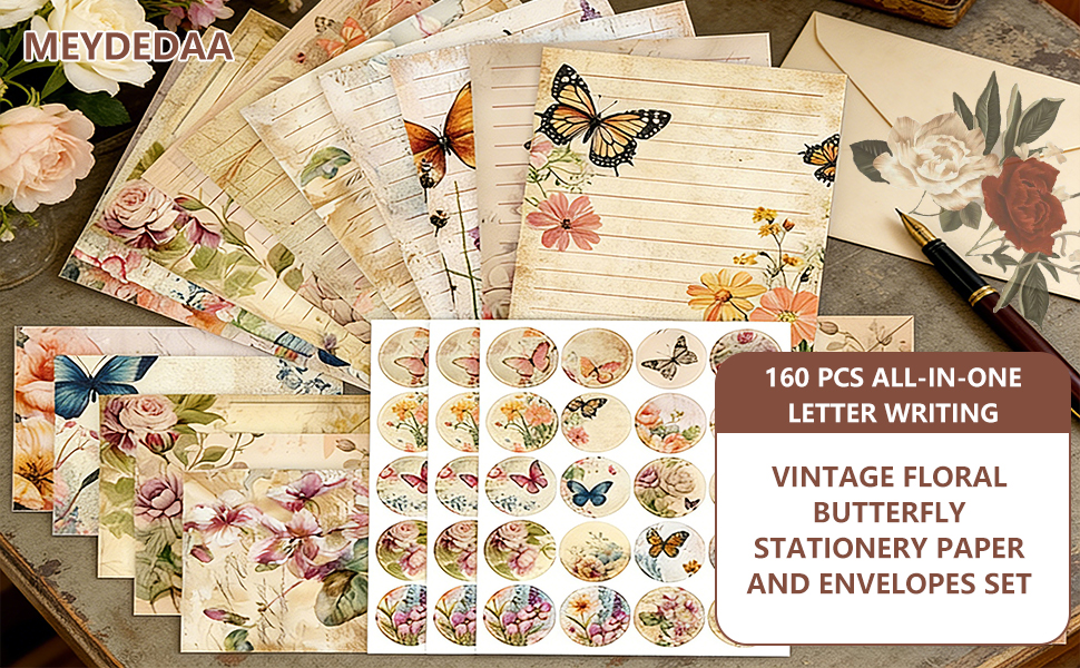 Lined Writing Paper with Envelopes and Stickers 160 Pack Stationery Paper Envelopes Set