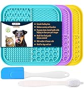 LUKITO 3PCS Lick Mat, Silicone Dog &amp; Cat Feeder, Suction Cups for Anxiety Relief, Peanut Butter L...