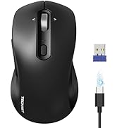 TECKNET Rechargeable Bluetooth Mouse, [ USB + BT5.0 + BT3.0 ] Wireless Mouse, Ergonomic 4-Way Scr...