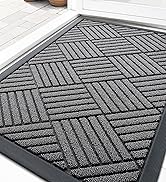OLANLY Front Door Mat Outside Entrance 29.5x17, Absorbent, Heavy Duty Sturdy Natural Rubber Doorm...