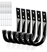 KURUI Metal Wall Hooks for Hanging Heavy Duty, 6Pcs Garage Organization and Storage Hook for Exte...