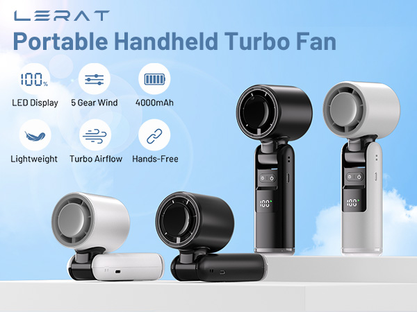Lerat portable handheld turbo fan with LED display for travel and disney world summer essentials