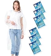 TUNCHMO Disposable Rain Poncho for Adults (6 Pack)-50% Thicker Emergency Rain Ponchos for Women a...