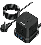 Power Strip with USB-C (3.0A), TOPREK Power Strip Surge Protection (700J), 10 FT Extension Cord w...