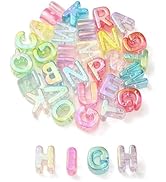 FASHEWELRY 90Pcs Iridescent Clear Large Letter Beads, 20mm Big Alphabet Beads Random Mixed Large ...
