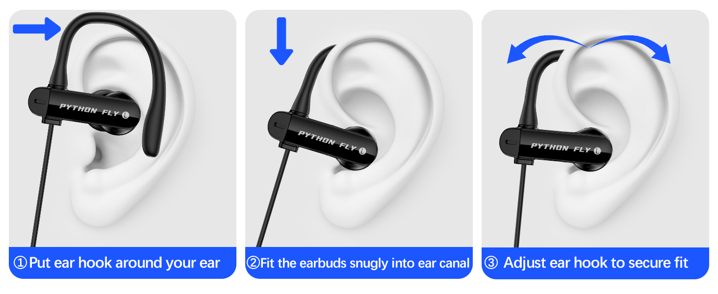 Wired Earbuds Headphones with Ear Hooks &amp;amp;amp; Microphone for Sports Running Gym Workout Exercise