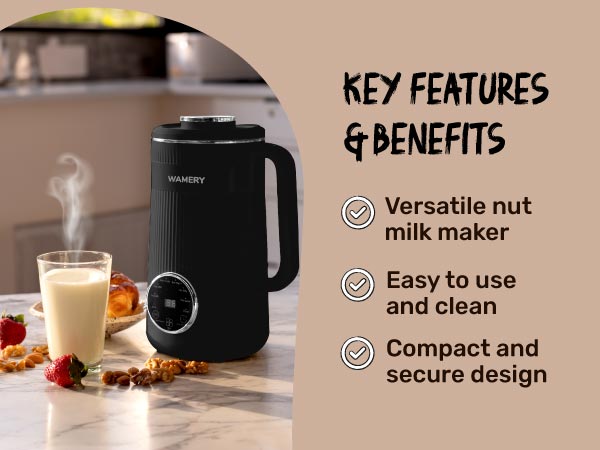 Fresh almond milk made with Wamery Nut Milk Maker