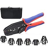 HKS Ratcheting Crimping Tool Set 8 PCS - Quick Exchange Jaw for Heat Shrink Terminals, Non-Insula...