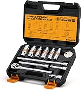 12-Piece 3/8" Drive Spark Plug Socket Set with Ratchet Handle, Universal Joint, Spark Plug Gapper...