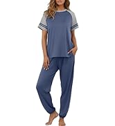 PrinStory Womens Pajama Sets Short Sleeve Pjs 2 Piece Lounge Set Soft Pj Sets Lightweight Sleepwe...