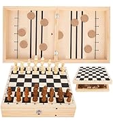 Sling Puck Game, Chess Game Set, Fast Sling Puck Game with Chess Game, 2 in 1 Board Game Set, Lar...